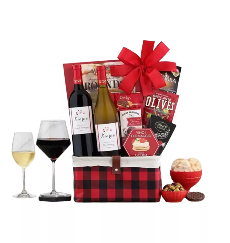 Festive Decadent Wine and Snack Box